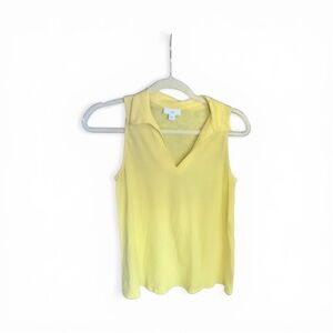 J. Jill Lightweight Yellow Sleeveless V-Neck Polo Top Size XS